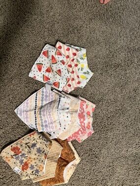 Pack of 12 Kids Cotton Bandana Bibs in Multicolor Fruit & Floral Prints